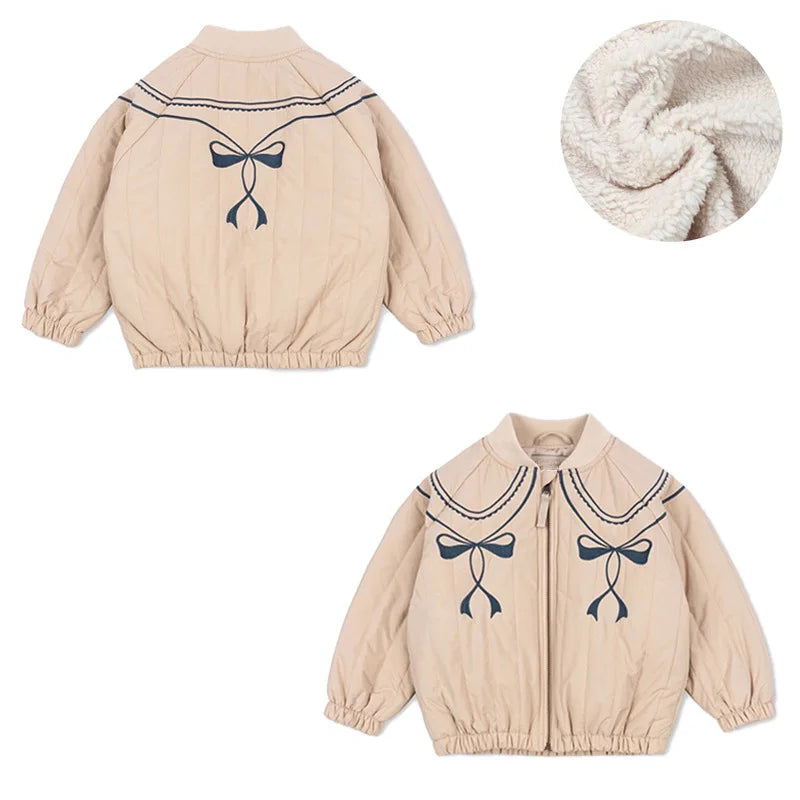 Children's coats for autumn and winter ks new collection Girls' embroidered sequined thickened wool jacket flight suit coat