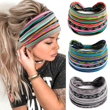 Bohemian Turban Cotton Fashion Turban Hairband Sweat-absorbing Stretchy Outdoor Sports Turban Hair Accessories Teenage Girls