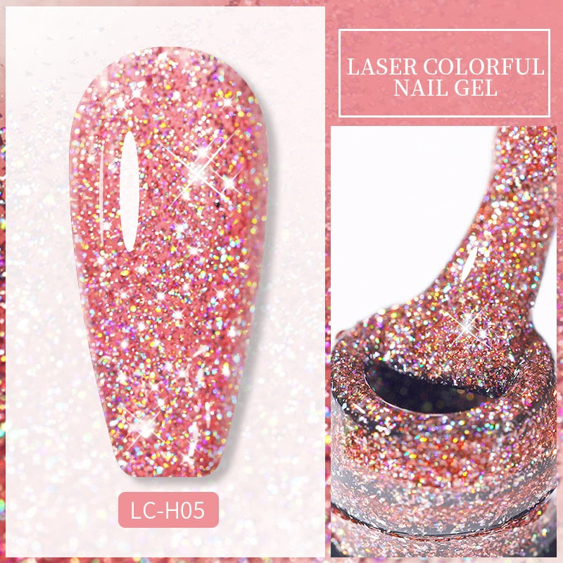 LILYCUTE 7ml Glitter Sequins Nail Gel Polish Gel Rose Gold Semi Permanent Hybrid Nail Art DIY Design Varnish