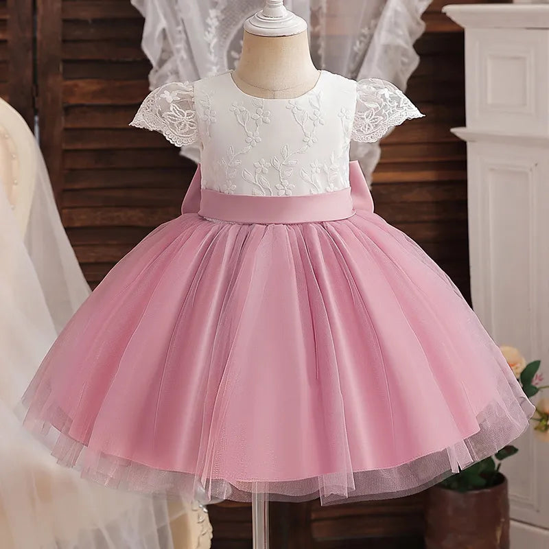 Summer Wedding Princess Dresses For Kids 1-5 Yrs Birthday Gown Flowers Girls Clothes Children Formal Party Costume Infant Vestdo