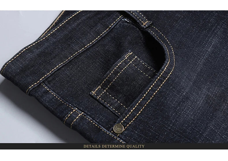 Men Fashion Straight Jeans Men 2025 New Stretch Slim Fit Pants Comfortable Soft Business Denim Trousers Male Brand Clothing