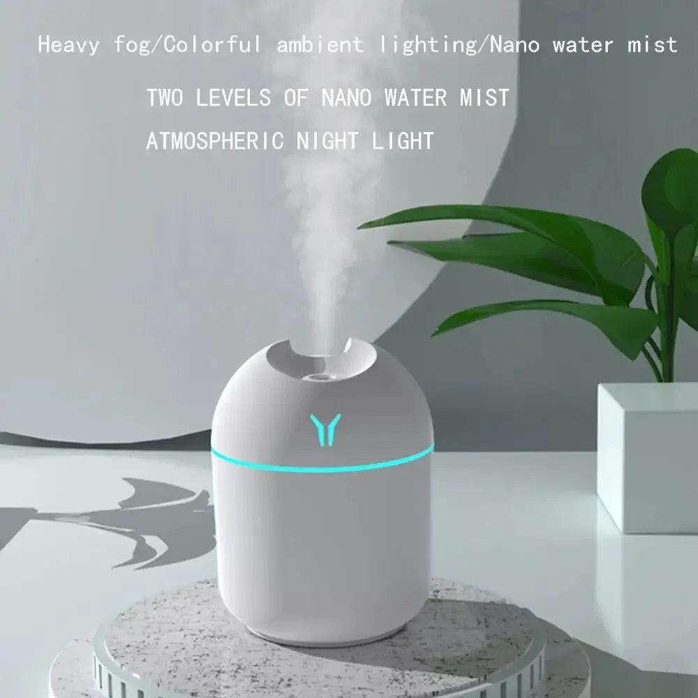 250ML USB Mini Air Humidifier Aroma Essential Oil Diffuser For Home Car Ultrasonic Mute Mist Maker Diffuser with LED Color Lamp