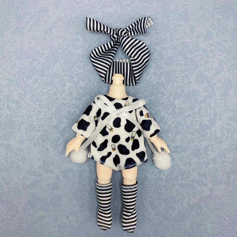 16cm Ob11 Doll Clothes 8 Points Bjd Dressup Cute Casual Suit Lolita Skirt Accessories Girl Dress Up Toys Children Birthday Gift