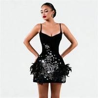 2026 New Arrival Women Spaghetti Strap Bandage Dress Luxury Rhinestones Diamond Club Party Mini Clothes