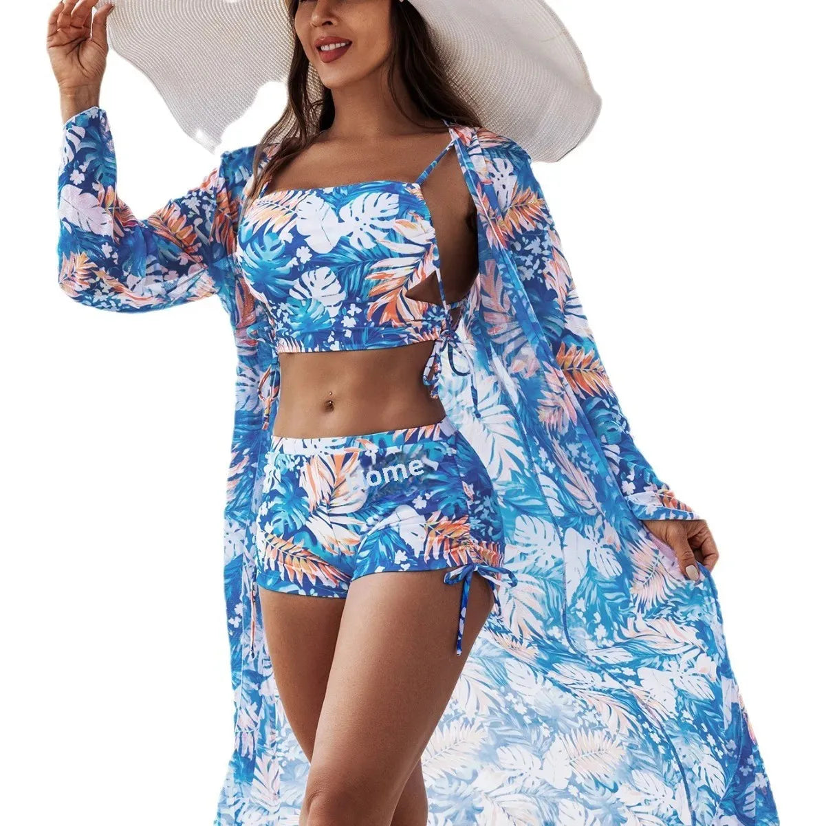Fashionable Multicolored Print Sexy Three-Piece Bikini Set Women's Swimsuit by Mingshi New Arrival Swimwear for Ladies