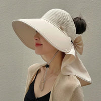 1Pcs Outdoor Sun Bucket Hat for Women Girls Fishing Hiking Wide Brim Bucket Hat with Neck Cover 360° Protection Sunscreen Caps