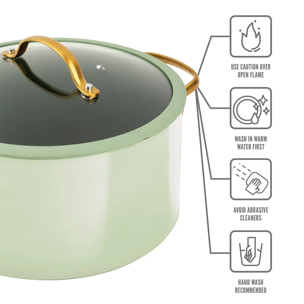 Pots and Pans Set Non-Stick 12-Piece Cookware Set, Green Nonstick Cooking Pots Sets