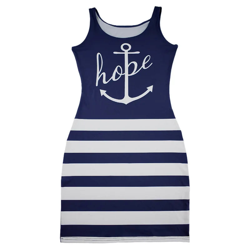 Summer positioning alphabet print; European and American hot style women's clothing; sexy round neck sleeveless vest dress