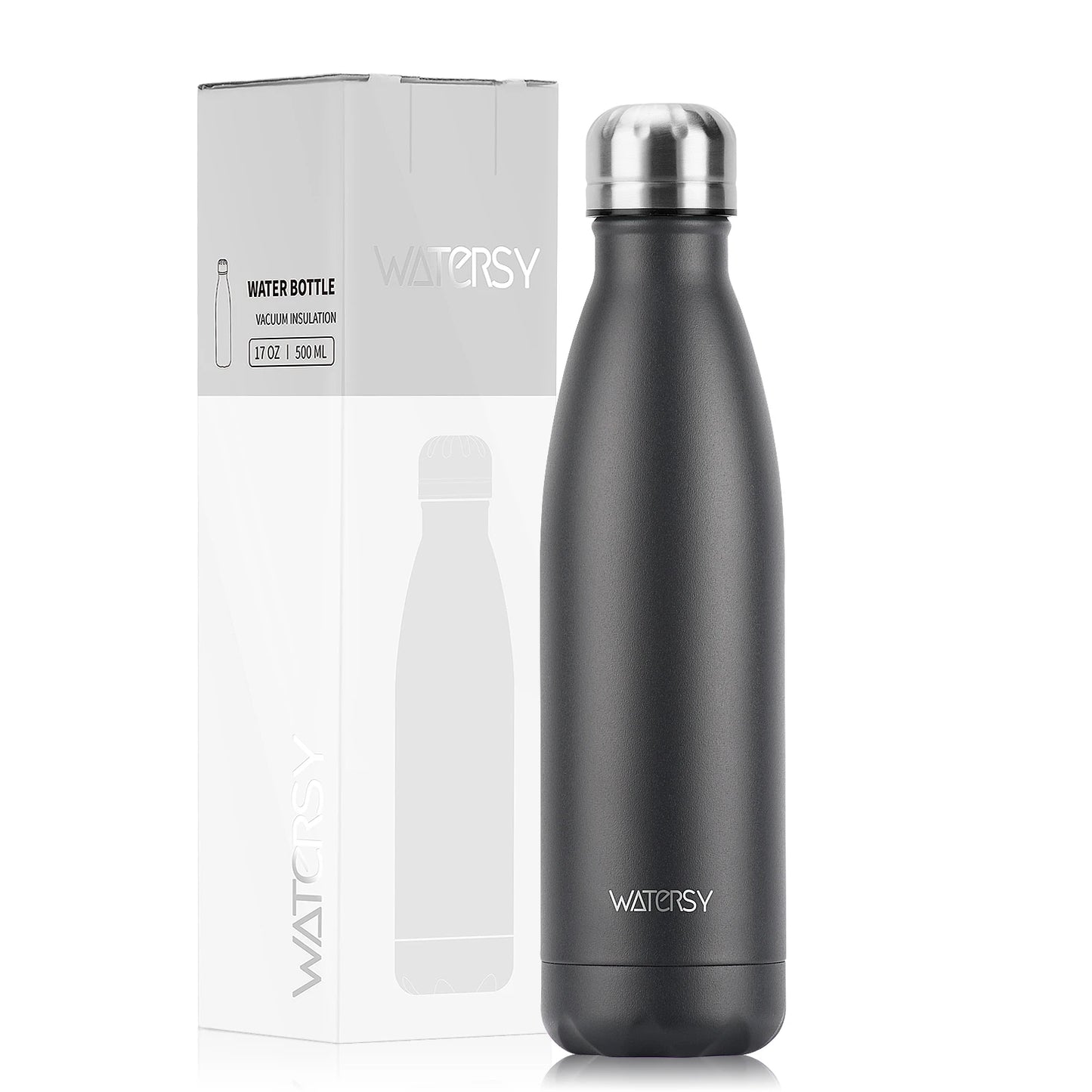 WATERSY 500ml Insulated Water Bottle, Stainless Steel Thermal Leakproof Flask, BPA-Free Double Walled Vacuum Bottle for Sports