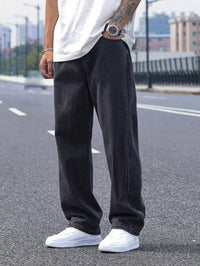 2025 New Men's Casual Long Jeans, Classic Men's Straight-Leg Jeans & Wide-Leg Jeans, Solid Color