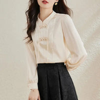 Early Spring Tops for Women Shirts for Spring Wear 2025 New French Temperament New Chinese Puff Sleeve Cardigan