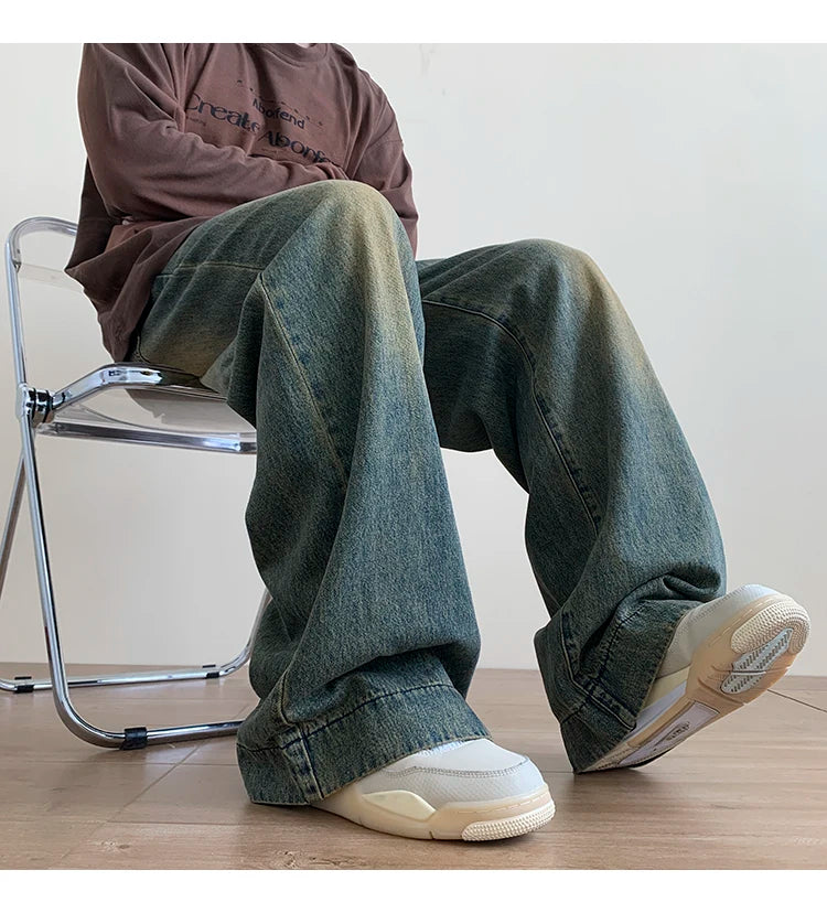 Jeans men Baggy Jeans Straight Casual Distressed Vintage Jean Pants Men Wide-leg Denim Trousers Male Oversize Streetwear Fashion