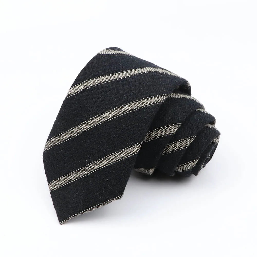 Mens Ties 7cm Classic Cotton Handmade Skinny Grey Brown Striped  Neckties Narrow Collar Slim Plaid Casual Tie Accessories Gift