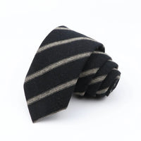 Mens Ties 7cm Classic Cotton Handmade Skinny Grey Brown Striped  Neckties Narrow Collar Slim Plaid Casual Tie Accessories Gift