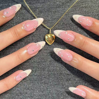 24pcs Long Stiletto False Nails wave Peals decorated Wearable French Fake Nails Press On Nails Leopard print Almond Manicure Tip