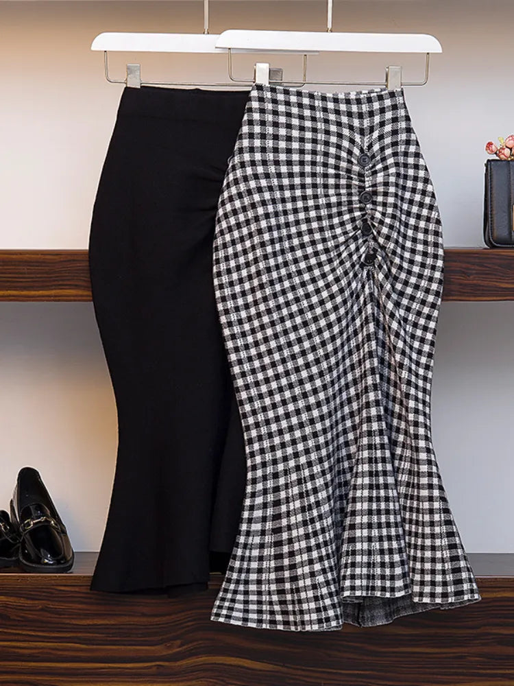 Fp3537 2019 new autumn winter women fashion casual sexy Skirt kawaii skirt Big  size knitting wool warm long skirt