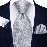 Hi-Tie Champagne Floral Paisley Silk Elegant Tie For Men Groom Wedding Men Necktie Pocket Square Cufflink Accessory Wholesale