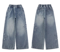 Girls Jeans 2025 Spring Autumn New Fashion Star Pattern Casual Denim Pants School Kids Trendy Teenage Children's Trousers 5-14T