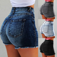 Women's Denim Shorts 2023 New Summer Lady Clothing High Waist Jeans Shorts Fringe Frayed Ripped Casual Hot Shorts With Pockets