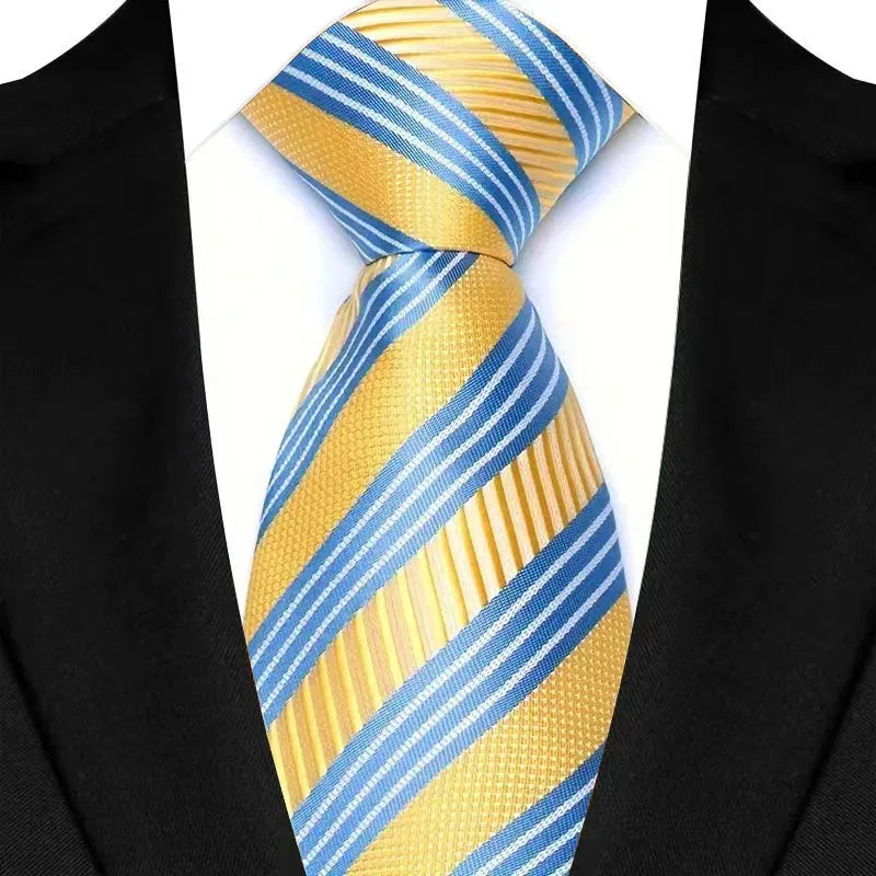 8cm Width Yellow Color Neck Ties For Men Paisley Dots Necktie Handmade Business Formal Tie Suit Accessories Tuxedo Cravat