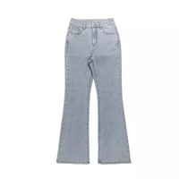 Men Jeans Boot Cut Solid Jean Wide Leg Denim Pant Distressed Washed Full Ankle Length Pockets Zipper Fly High Waist Basics