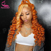 13x4 HD Transparent Front Wig Highlight Ginger Orange 613 Honey Blonde Loose Wave 13x6 HD Lace Frontal Human Hair Wigs For Women