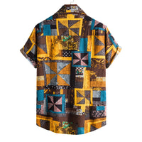 Retro Mens Printed Lapel irt ort Sve Loose Fit Youthful Sle Four Seasons Thin Mens Top