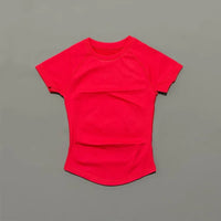 HISTELLO Sport Short Sleeve Top Seamless Yoga Leotard Clothing Women Running Sports T Shirt Workout Shirts Fitness Sports Vest