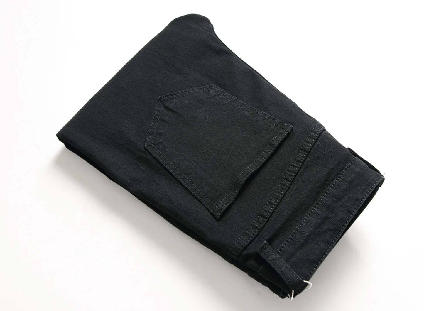 Punk Street Style Ripped Skinny Jeans Men Vintage Wash Solid Denim Trouser Mens Casual Slim Fit Pencil Denim Holes Pants 2024