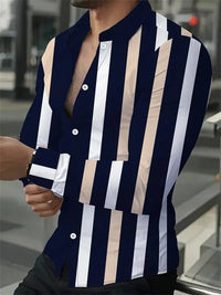 Elegant men's Printed long-sleeved Shirt Suitable For Spring And Autumn Fashionable Handsome high-quality Lapel men's Tops