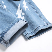 New 2024 Fashion Camouflage Matching Color Jeans Mid-Waist Hole Three-Dimensional Pocket Men's Printed Casual Pants