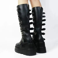 Long Boots Women Gothic Shoes Platform Knee High Boots Punk Black Sexy Motorcycles Boots 2025 New Halloween Cosplay Women Boots