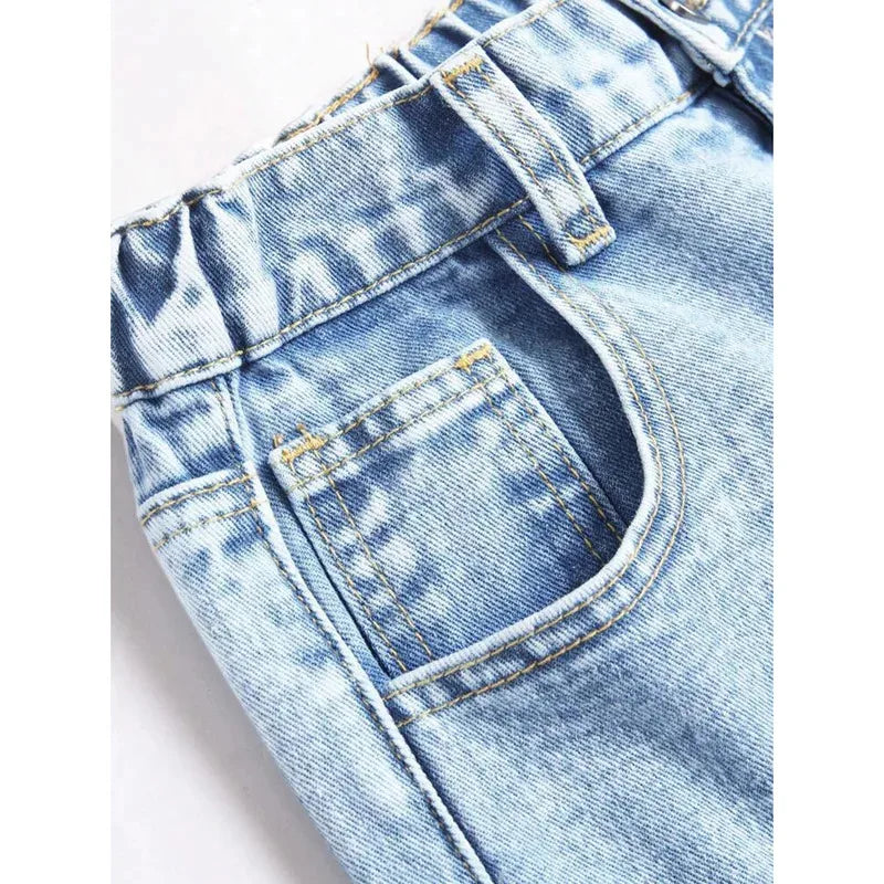 Women Jeans Embroidery High Waist Distressed Washed Pockets Vintage Floor Length Trousers 2025 Denim Wide Leg Pants Streetwear