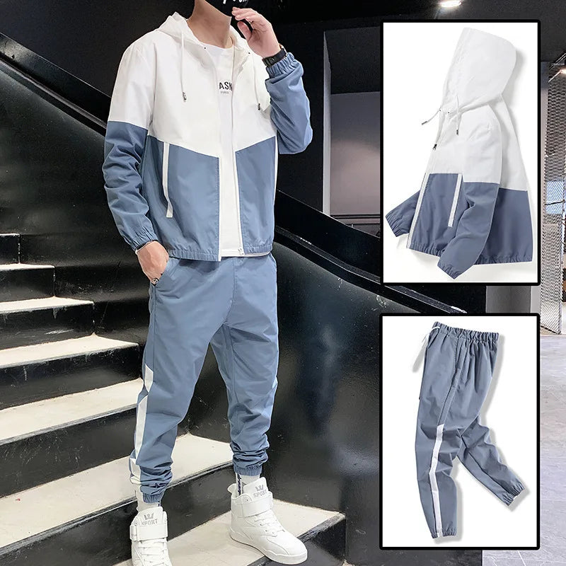 Autumn Sports Suit Men Jacket and Trousers Two Piece Set Casual Running Suit Mens Outfit Set 2023 Fashion Men's Joggers Set 5XL