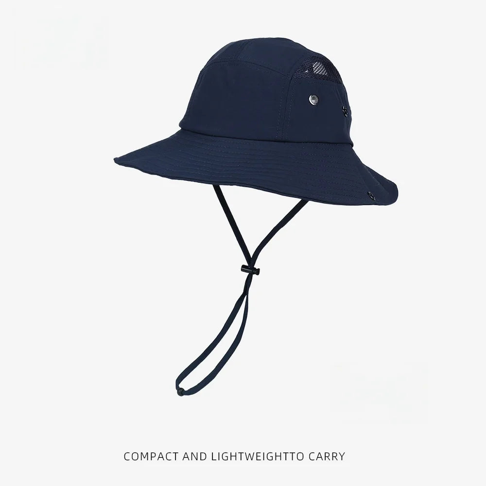 UPF50+ Waterproof Sun Hat Men Women Wide Brim Bucket Hat Quick Dry Breathable Boonie Hat Outdoor Fishing Hiking Safari Caps