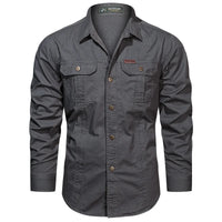 2023 New Mens Military Shirt Men Short Sleeve Cargo Shirts 100% Cotton Casual Solid Shirt Male Pocket Work Shirt
