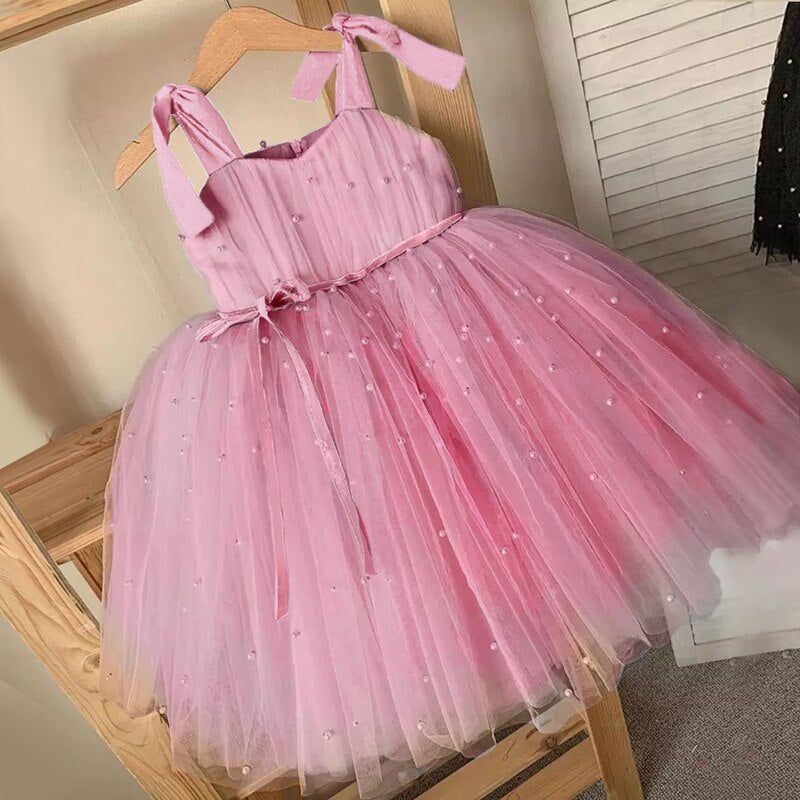 Princess Dress Girls Sequin Tutu Lace Mesh Birthday Prom Toddler Baby Kids Elegant Wedding Party Clothes Children Baptism Gown