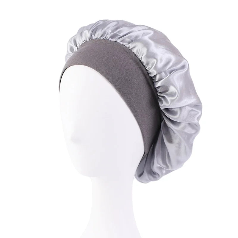 Satin Wide-brimmed Nightcap Styling Silk Headband for Sleeping Nightcap with Elasticated Floppy Band Cap Hair Shower Cap