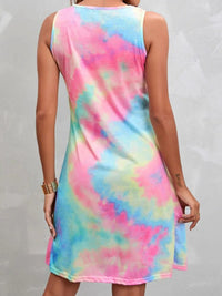 Top Women's Summer Casual Tie Dyed Dress Sleeveless Round Neck Spaghetti Strap Print Beach Dress Plus Size