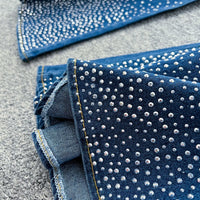 Denim Pant Set Women Two Piece Sets Sexy Matching Sets Sleeveless Short Tops Long Flare Pants High Waist Slim Hot Diamond