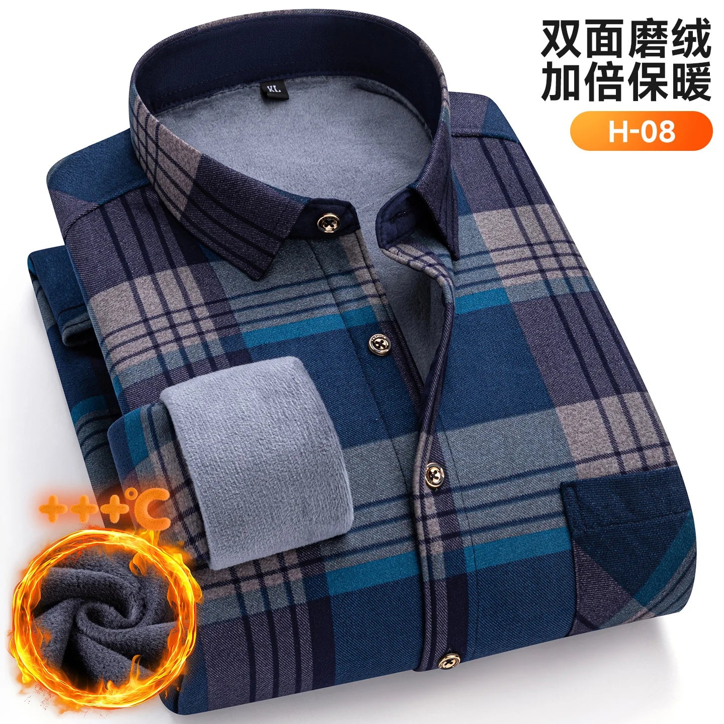 Winter Warm Men's Plaid Shirts Thickened Flannel Casual Menswear Long Sleeve Plus Size Office Workwear Casual Male Check Shirts