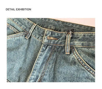 Embossed Trendy Workwear Jeans Men's Loose Straight Leg Retro Washed Trendy Casual Pants