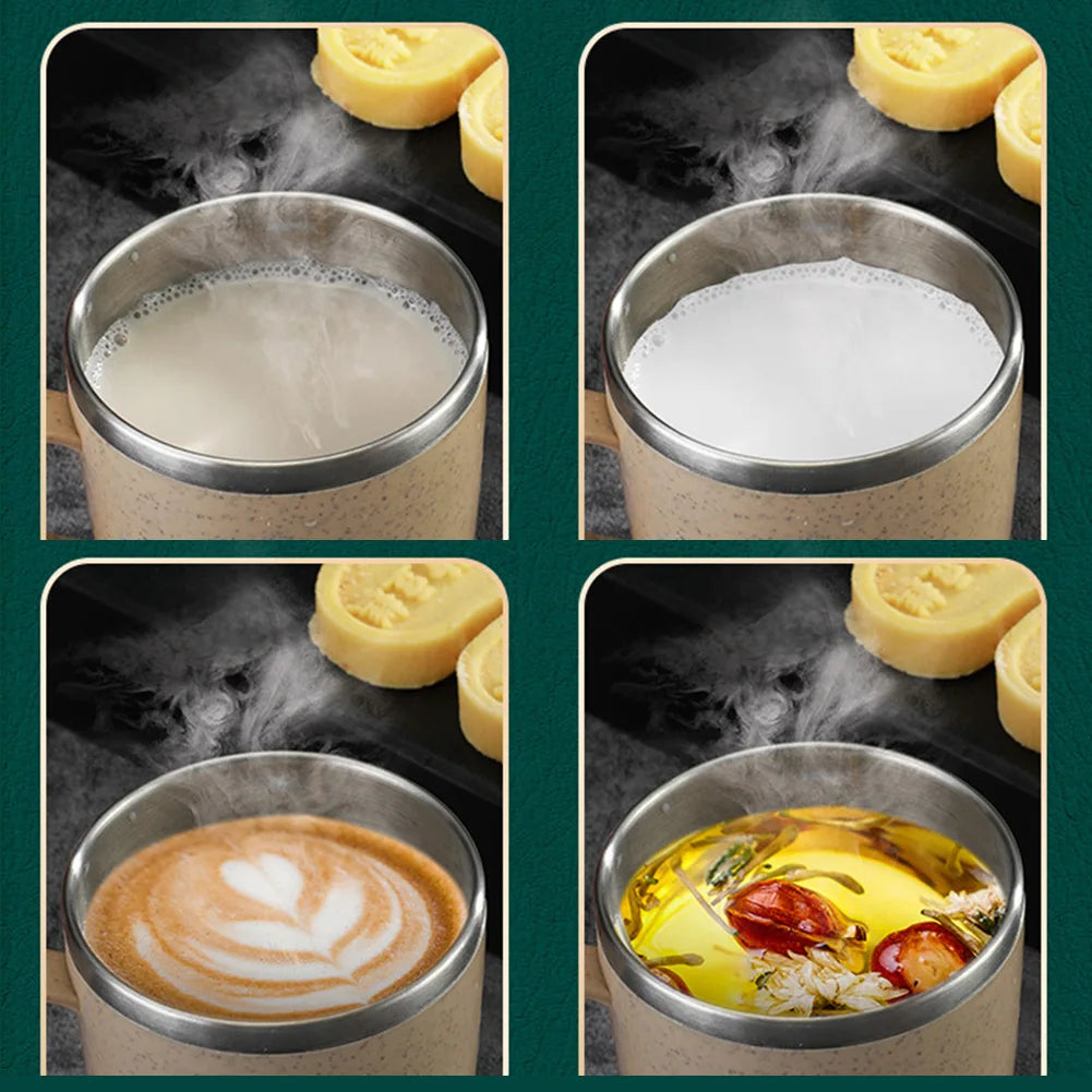 Coffee Mugs Stainless Steel Cup Anti-scalding Double-layer For Children Insulated Cup Milk Tea Water Bottle Shatterproof