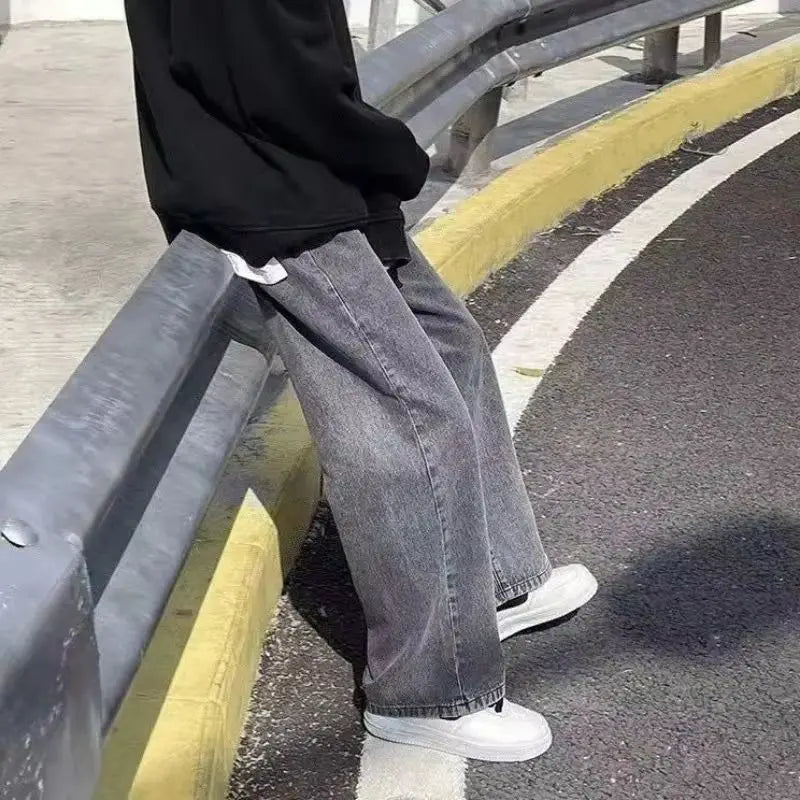 Men's Jeans American Loose Wide-leg Loose Straight Casual Trousers Street Hip-hop Baggy Jeans Black Grey Blue Streetwear Men