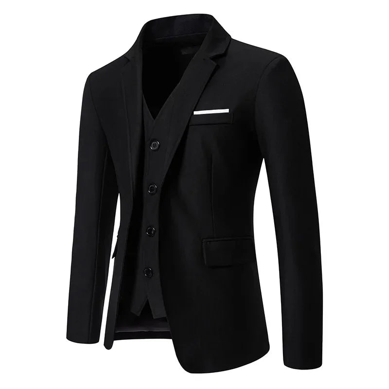 Black Men Fake Two Piece Suit Jacket, Royal Blue Fashion Men's Business Social Blazers,White Wedding Prom Party Dress Coat.