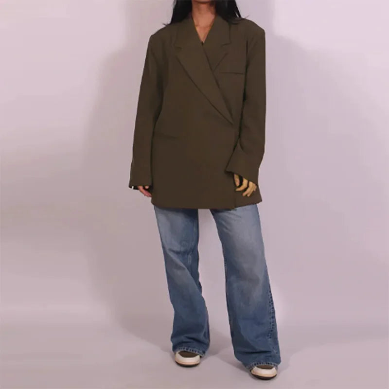 Ladies Loose Blazer Suit Solid Casual Turn Down Collar One Button Coat High Waist Shorts 2025 Summer Autumn Formal New Outfits