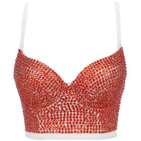 Irene Tinnie Hand-made Pearls Jewel Diamond Bralet Women&#39;s Bustier Bra Wedding Party Corset Cropped Top Vest Plus Size