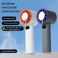 Portable Fan 120-Speed Digital Display Ice Cooling Tech Stylish Semiconductor Condensation Mini Personal Fan  for Home, Office