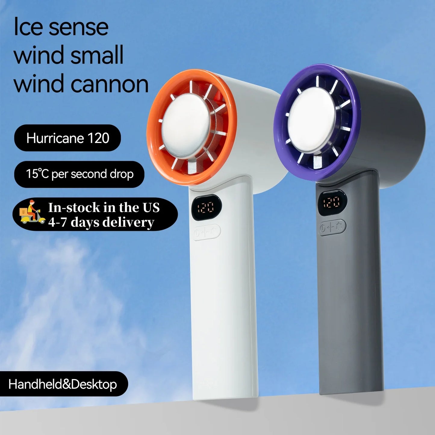Portable Fan 120-Speed Digital Display Ice Cooling Tech Stylish Semiconductor Condensation Mini Personal Fan  for Home, Office