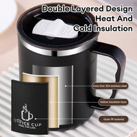 500ml Stainless Steel Water Bottle Double-layer Coffee Mug Milk Cup With Plastic Lid And Handle Insulated Cup for Traveling